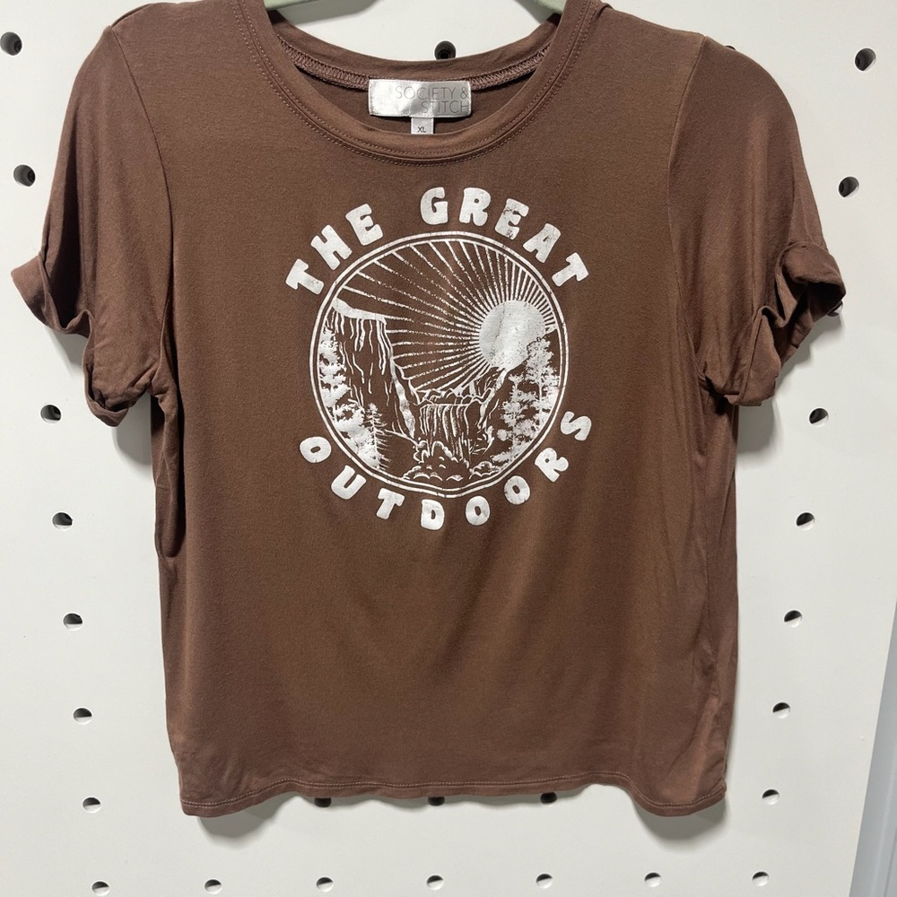 Society & Stitch Kids Brown Graphic Tee - The Great Outdoors Size XL